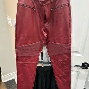 Women's Bold Red Leather Pants